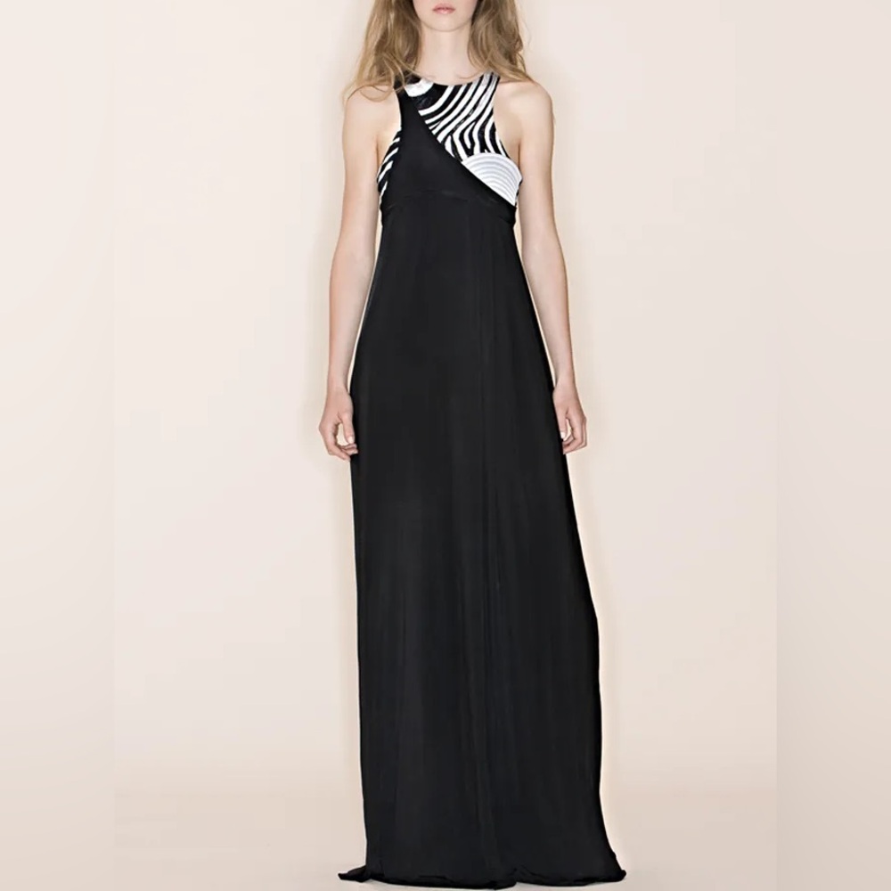 Roberto Cavalli Black and White One Shoulder Dress